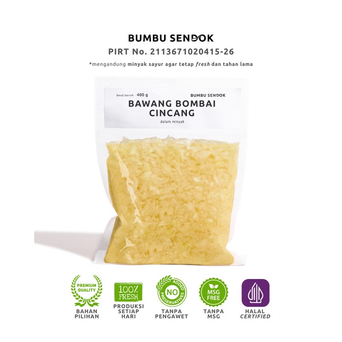 

Bumbu Sendok Refill Bawang Bombai Cincang Dalam Minyak / Minced Onion