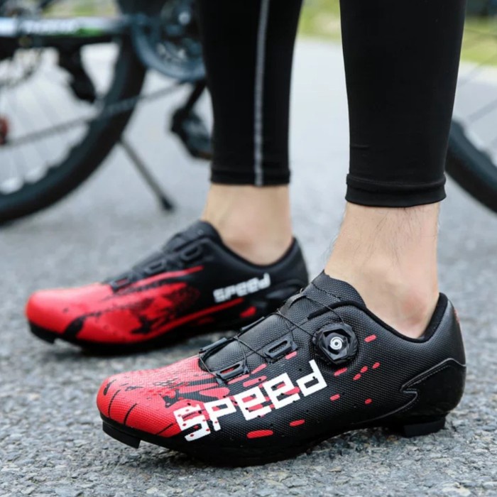 Speed Sepatu Non Cleat Sepatu Gowes Non Cleat Black-Red