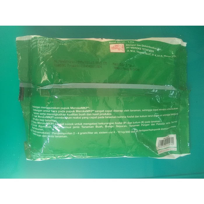 READY PUPUK MEROKE MKP, KALIUM DI-HYDRO PHOSPHATE, KH2PO4, 1 KG