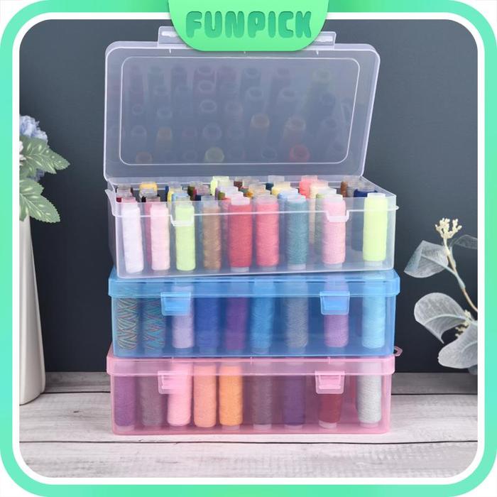

Kotak Penyimpan Benang Jahit 42 Sekat Transparan / Case box Organizer Tempat Simpan Benang Spul Rak