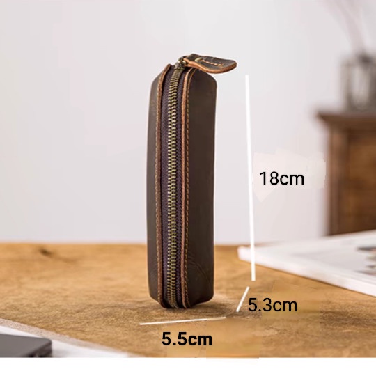 

(Kp-193) Kotak Pensil Kulit Sapi Asli / Tas Alat Tulis Kantor Kulit Asli / Pouch Make Up Mini Kulit