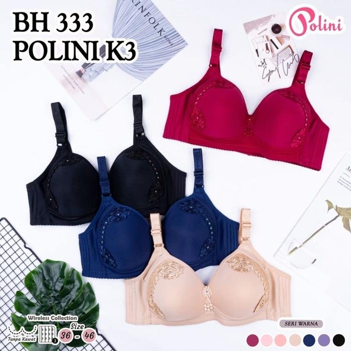 BERKUALITAS POLINI K333 BH Jumbo Bra Busa Jumbo Tanpa Kawat Set 1 & 3 Pcs Push Up Bra Kait 3 BH Cup