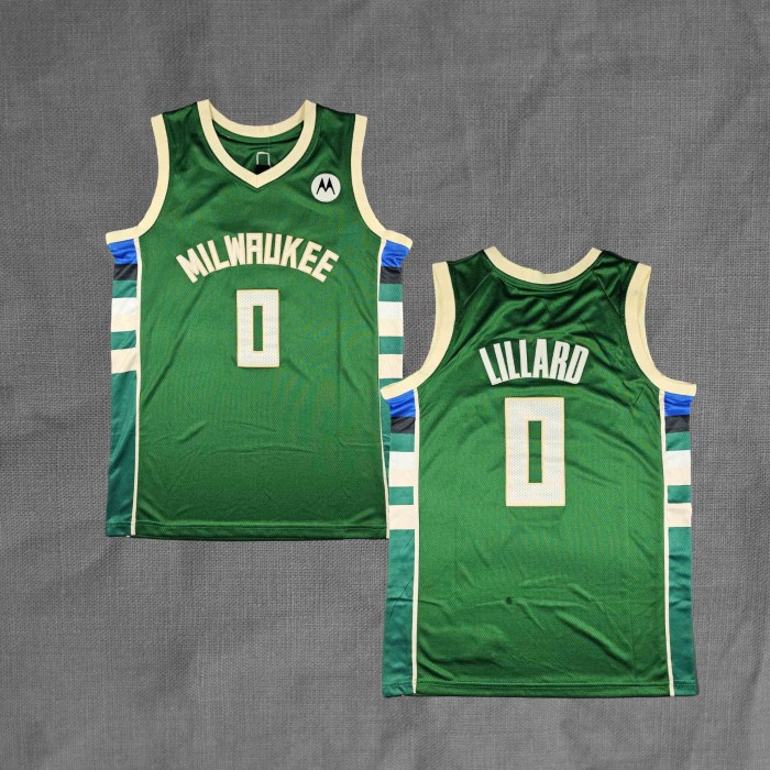 Baju Jersey Basket Swingman NBA Damian Lillard Milwaukee Bucks Hijau 3