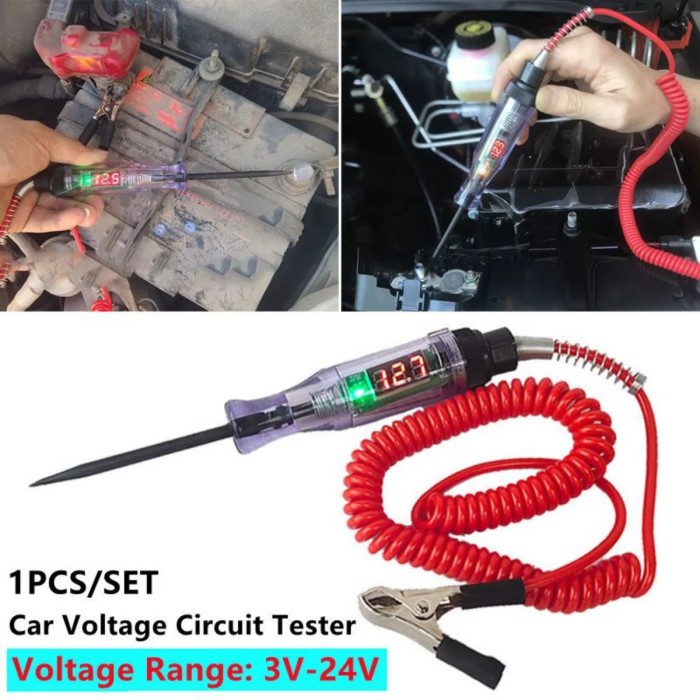 AUTOFun Tespen Digital DC Multifungsi Tespen Listrik Mobil Motor DC 3V/12v/24v/36V/48V Auto Voltage