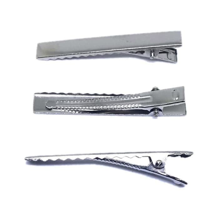 :::::::] 10PCS Jepit Rambut Buaya / Jepit Rambut Bergerigi Warna Silver
