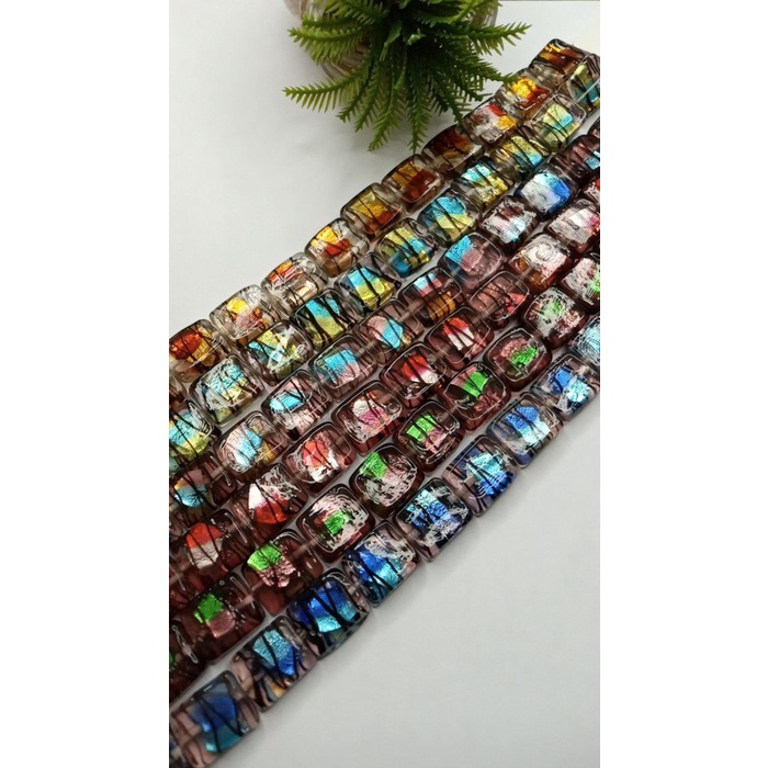 

~~~~~] FOIL BEAD SQUARE 15X13MM COLOURFULL