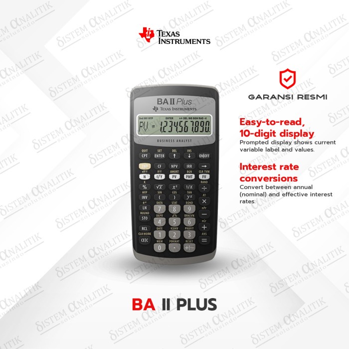 

Texas Instruments BA II Plus Financial Calculator TERLARIS/TERMURAH/TERPOPULER