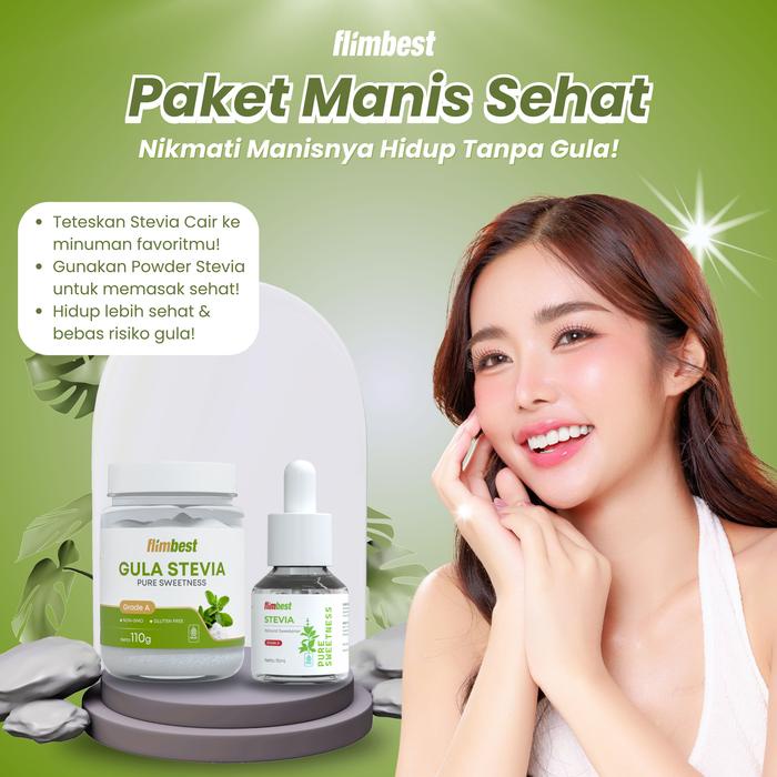 

FlimStevia Natural Sweetener Liquid & Serbuk Pemanis Alami - Grade A (Premium Quality) Zero Kalori