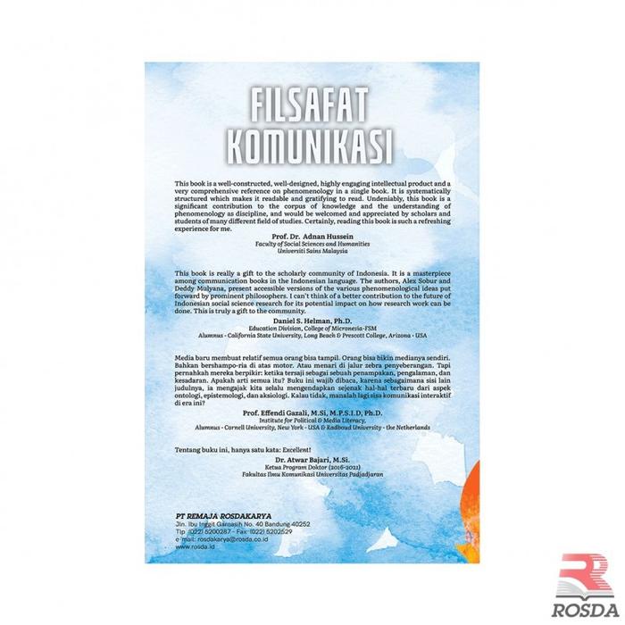 

Diskon Filsafat Komunikasi Tradisi, Teori, Dan Metode Penelitian Fenomelogi - Alex Sobur Dan Deddy