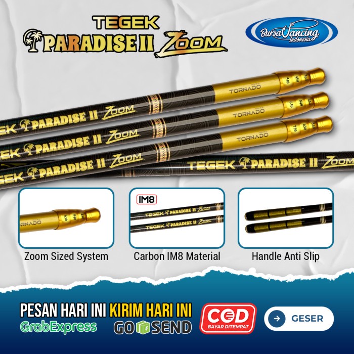 SALE PROMO BUNDLING TEGEK PARADISE II ZOOM & SENAR MONO PARADISE PREDATOR 150 M READYY