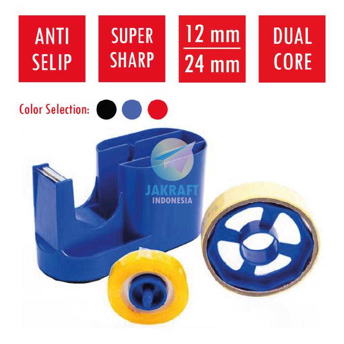 

(1 Unit) Tape Dispenser JOYKO Dual Core 2 in 1 TD-09N Tempat Isolasi Besar / Solatip Kecil