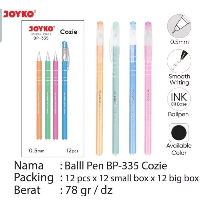 

JTTOP" BOLPEN JOYKO BP-335 COZIE (12PCS) STATIONERY