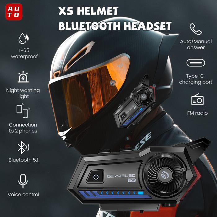 terbaru  bluetooth intercom helm gearelec bluetooth helm interkom ( water proof ) headset