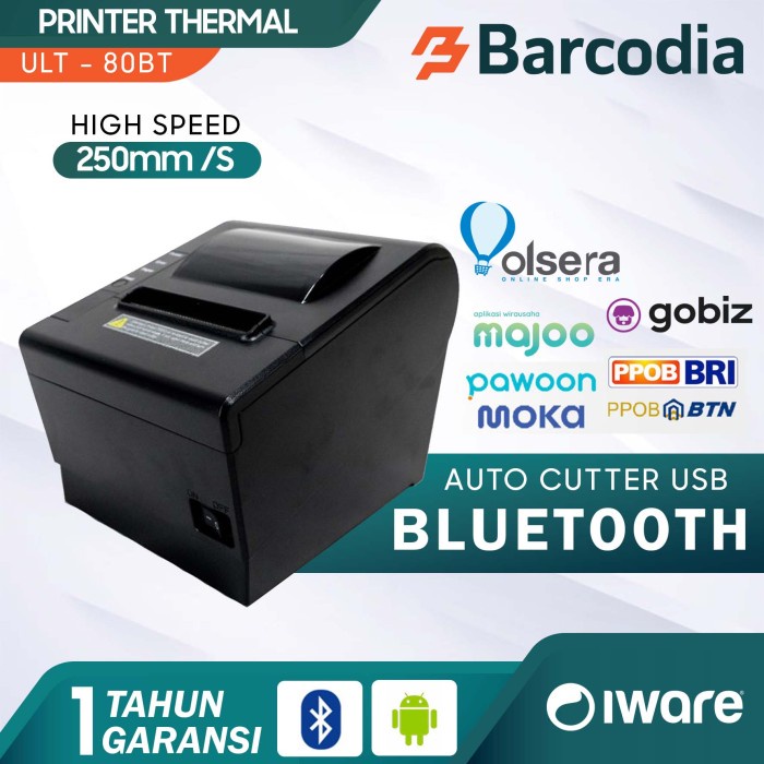 PRINTER BLUETOOTH POS ANDROID KASIR THERMAL 80MM Iware ULT-80BT (RJ11) PRINTER BLUETOOTH 80MM