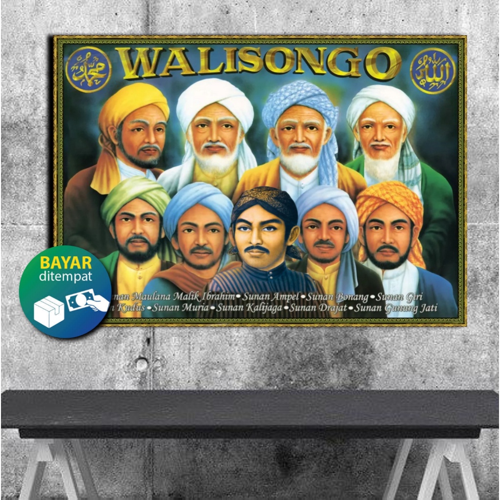 Tahan Lama Hiasan Dinding Kayu Poto Walisongo / Poster Walisongo / Poster Habib / Poster Ulama /