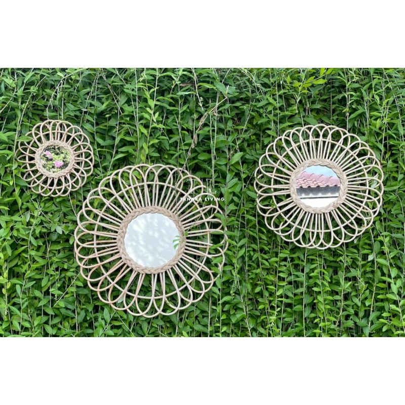 Harga Miring Cermin Rotan Cermin Asthetic Cermin Dinding Cermin Bulat Miror Aesthetic Rotan Miror /
