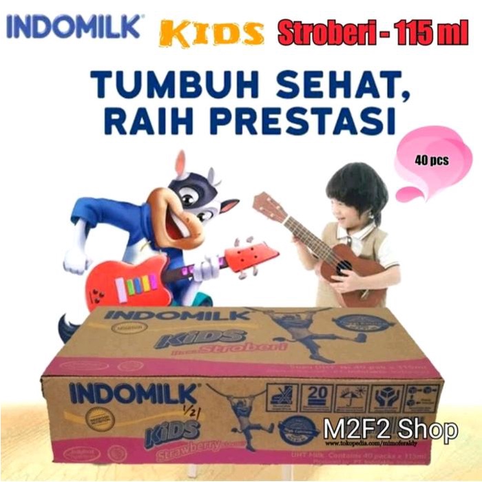 

terbaru !!! indomilkids susu uht varian coklat & stroberry karton 115ml x 40pcs milk susu ready