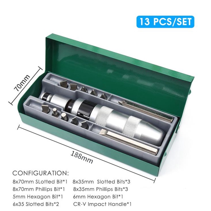 terbaru !!! obeng ketok 13 pcs impact driver drei gedok obeng gedok set 13 pcs ready