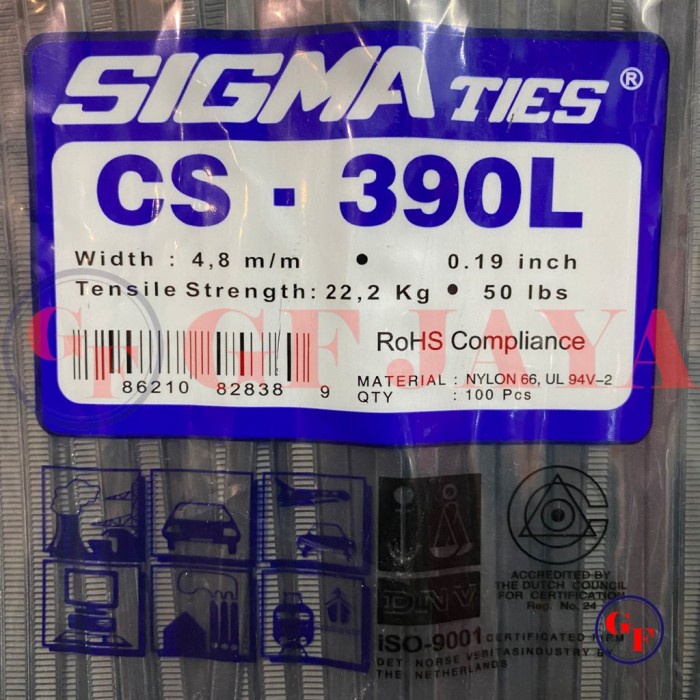 

Kabel Ties / Tis Sigma CS 390 L / 40cm / 40 cm Hitam CS390L Black