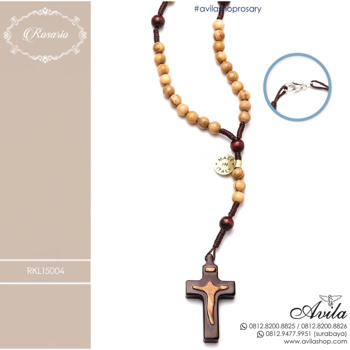 

Ready Rosario Kayu Olive Salib Siluet 6Mm Devosi Katolik