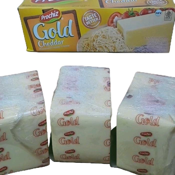 

keju prochiz gold cheddar repack -/+ 500 gram I keju potongan I keju balok I keju parut I bahan kue