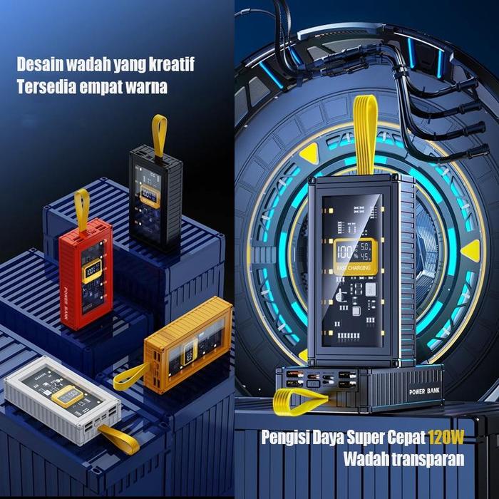TOP TRANSPARAN POWERBANK 30000MAH MINI POWERBANK MEKANIKA PENGISIAN CEPAT SUPER FAST CHARGING