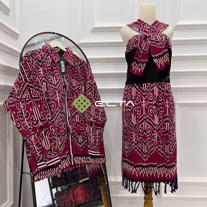 BERGARANSI Baju adat couple tenun motive dayak kalimantan