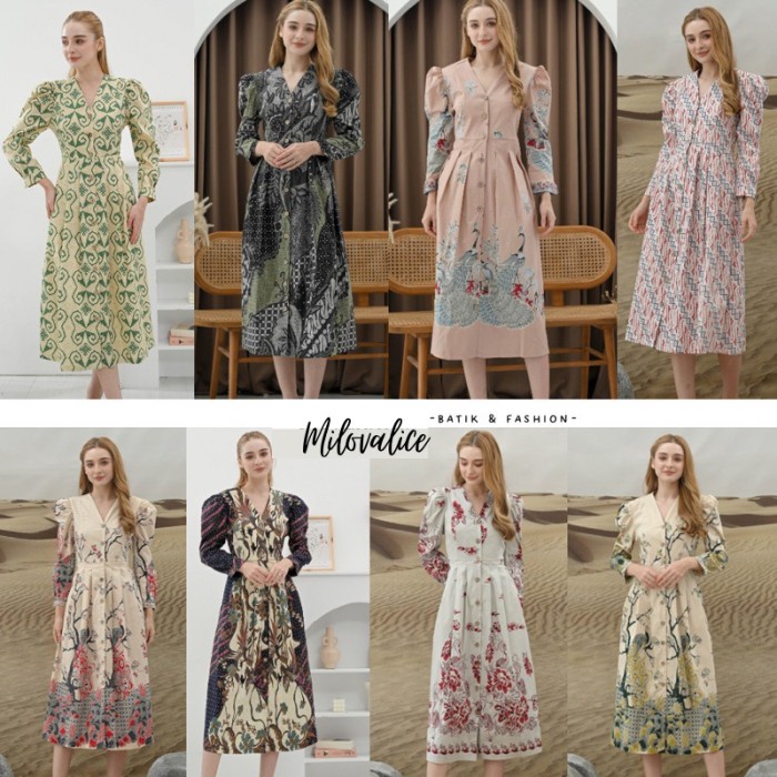 Dress Batik Modern / Batik Long Dress / Batik Wanita - 258