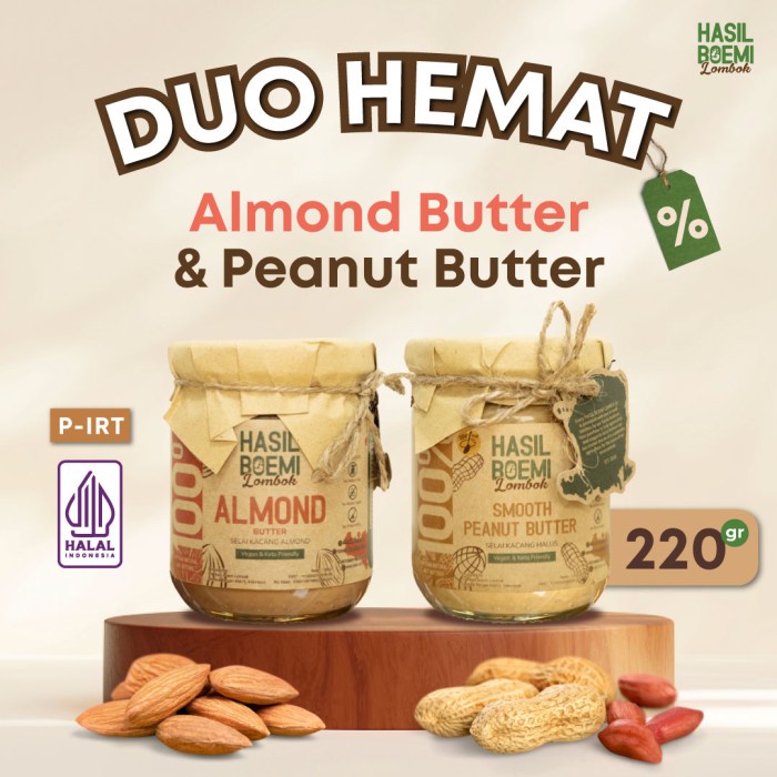 

Paket Almond Butter & Peanut Butter (Organik) - Selai Kacang Almond & Selai Kacang Tanah