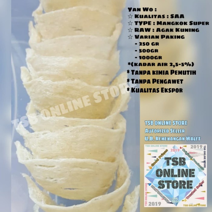 

Sarang Burung Walet Kualitas Ekspor - Mangkok Super 250gr