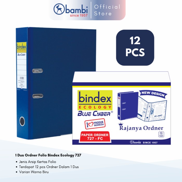 

SALE TERHOTT 1 DUS BINDEX ECOLOGY LEVER ARCH FILE ORDNER FOLIO MEDIUM BLUE MEDIUM SIZE 50 MM