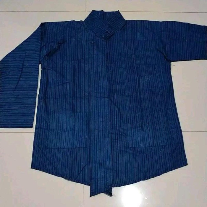 TERPERCAYA Baju Surjan Lurik Biru Baju Adat Jawa Lurik Pria Dewasa