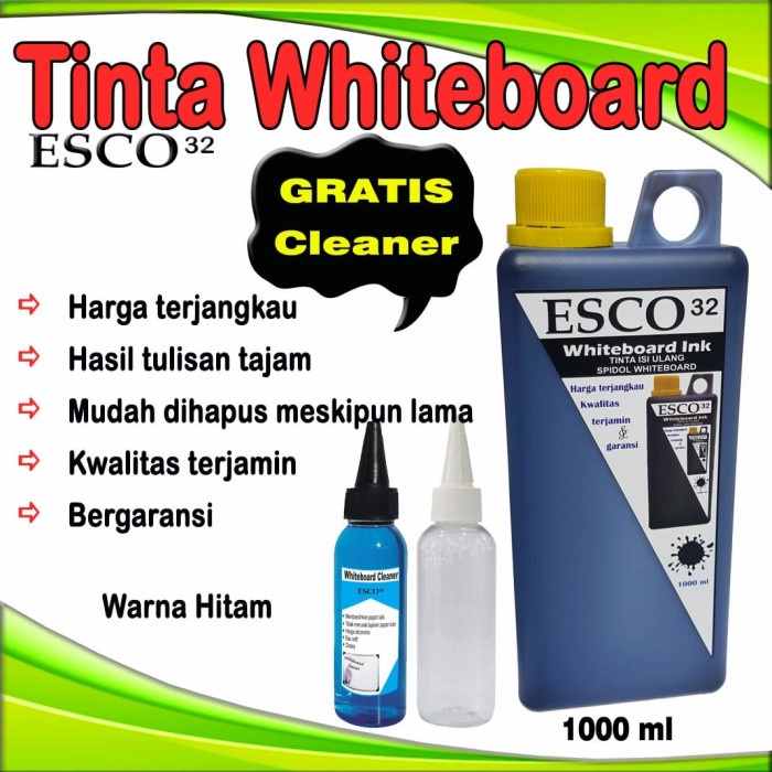 

Tinta spidol whiteboard papan tulis esco 1 ltr Hitam TERLARIS/TERMURAH/TERPOPULER