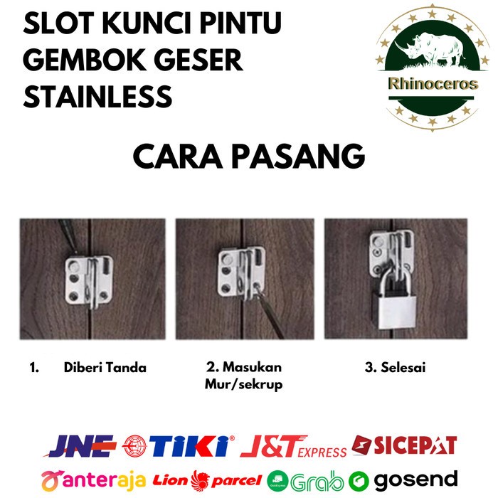 Slot Kunci Pintu Geser Stainless Grendel Kunci Gembok