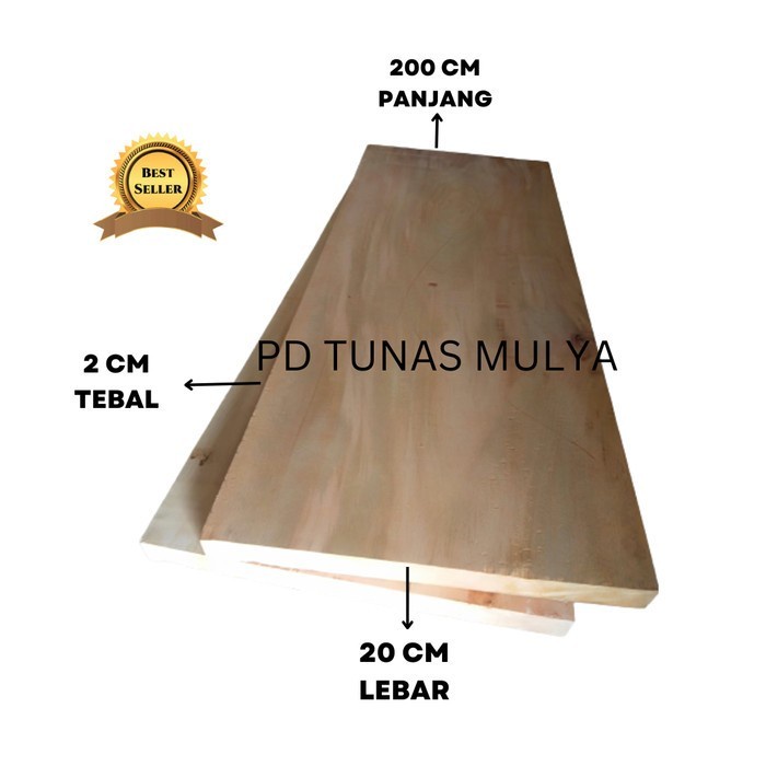 Papan Kayu Mahoni Serut Halus Ukuran 2 x 20 x 200 cm