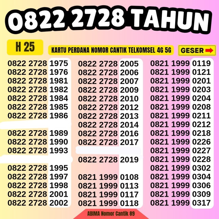 NOMER CANTIK SIMPATI 4G TELKOMSEL NOCAN SIMPATI TAHUN LAHIR 0812 RAPI TERLARIS/TERMURAH/TERPOPULER