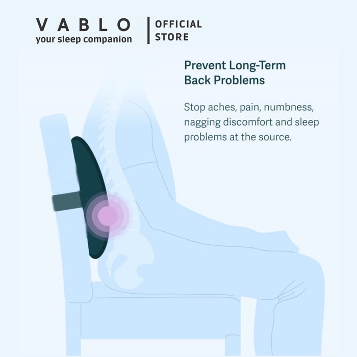 Vablo Lumbar Curve Latex Foam Pillow - Bantal Senderan Latex Ready
