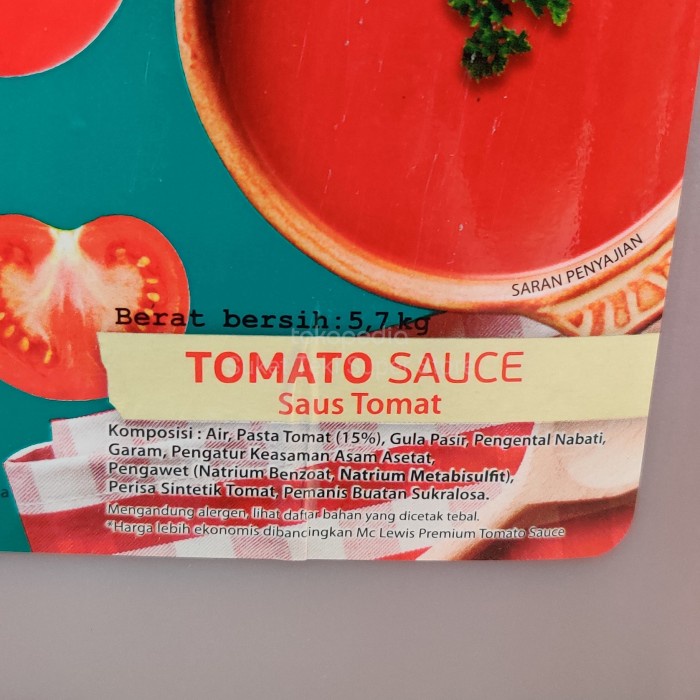 

Mclewis Saus Sambal / Tomat Mc Lewis Chili / Tomato Sauce 6Kg Derigen Best Seller