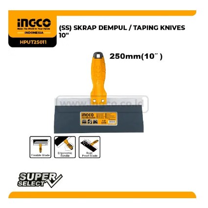 Kape Skrap 10 Inch Lebar Putty Trowel Scrapper Dempul INGCO HPUT25011