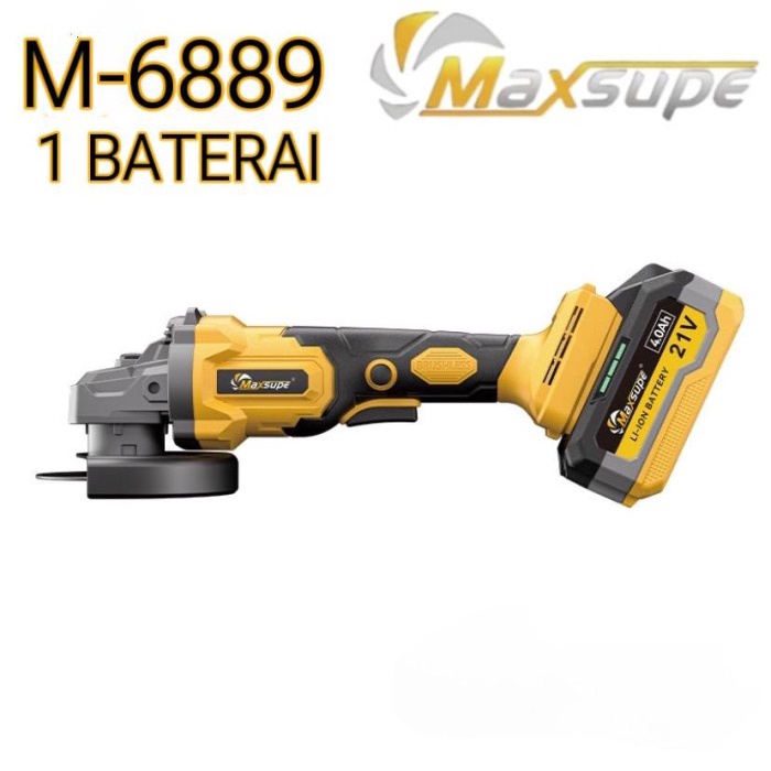 Maxsupe Gerinda Cordless Baterai M6889 Brushless Portable Mesin Gurinda Charger Bateray Grinder