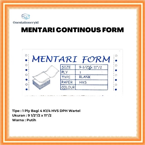 

Produk Terbaru Kertas Continuous/Continous Form 1 Ply Bagi 4, 1 Rangkap K1/4 Wartel Packing Aman