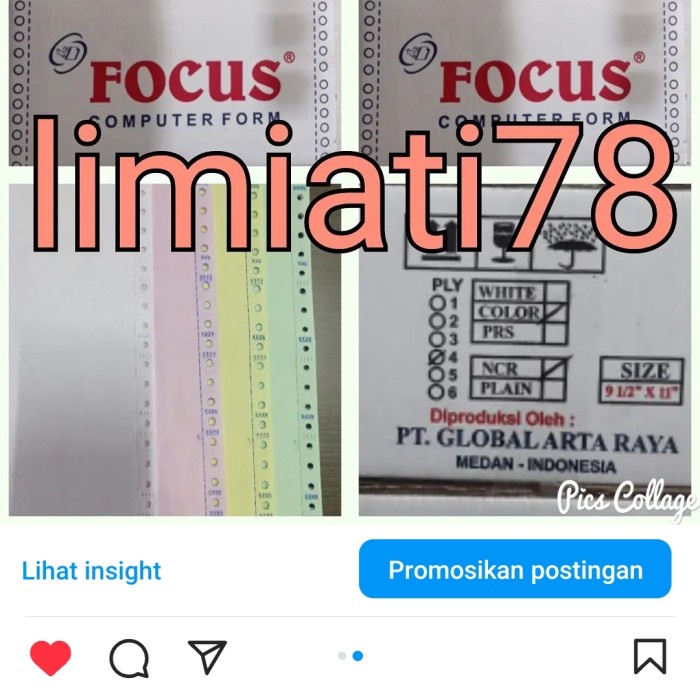 

Produk Terbaru Kertas Komputer Continuous Form Focus 9 1/2 X 11 Rangkap 4 Ply K4 Packing Aman