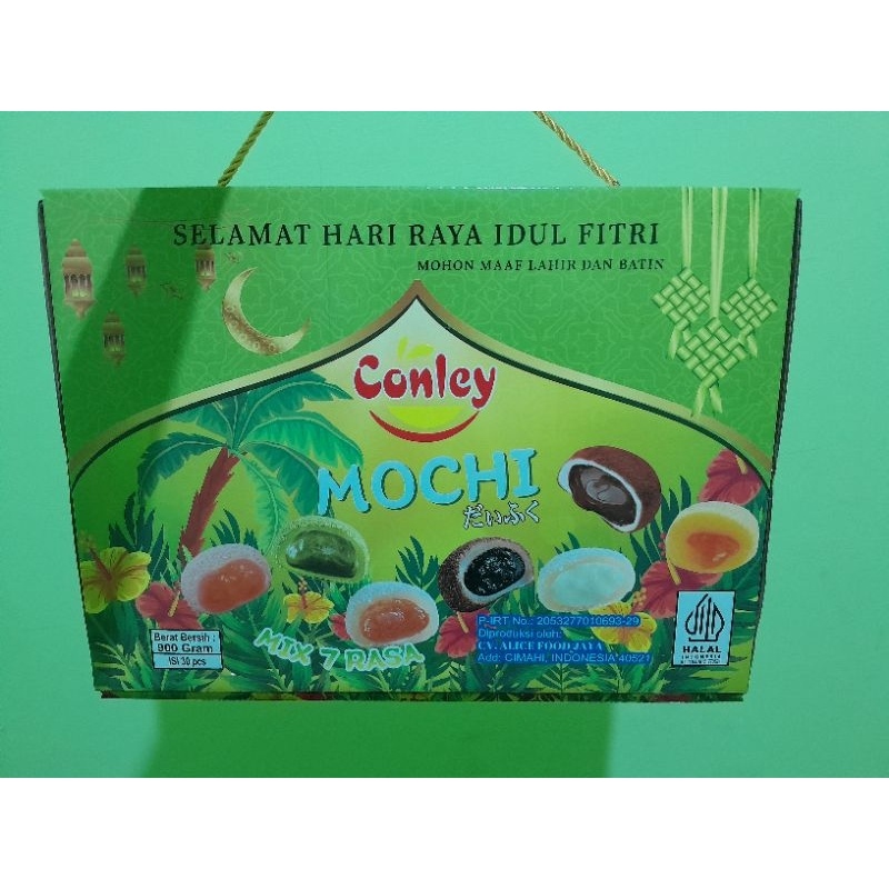 

HAMPERS LEBARAN IDUL FITRI MOCHI CONLEY VIRAL ISI 30 PCS MIX 7 RASA