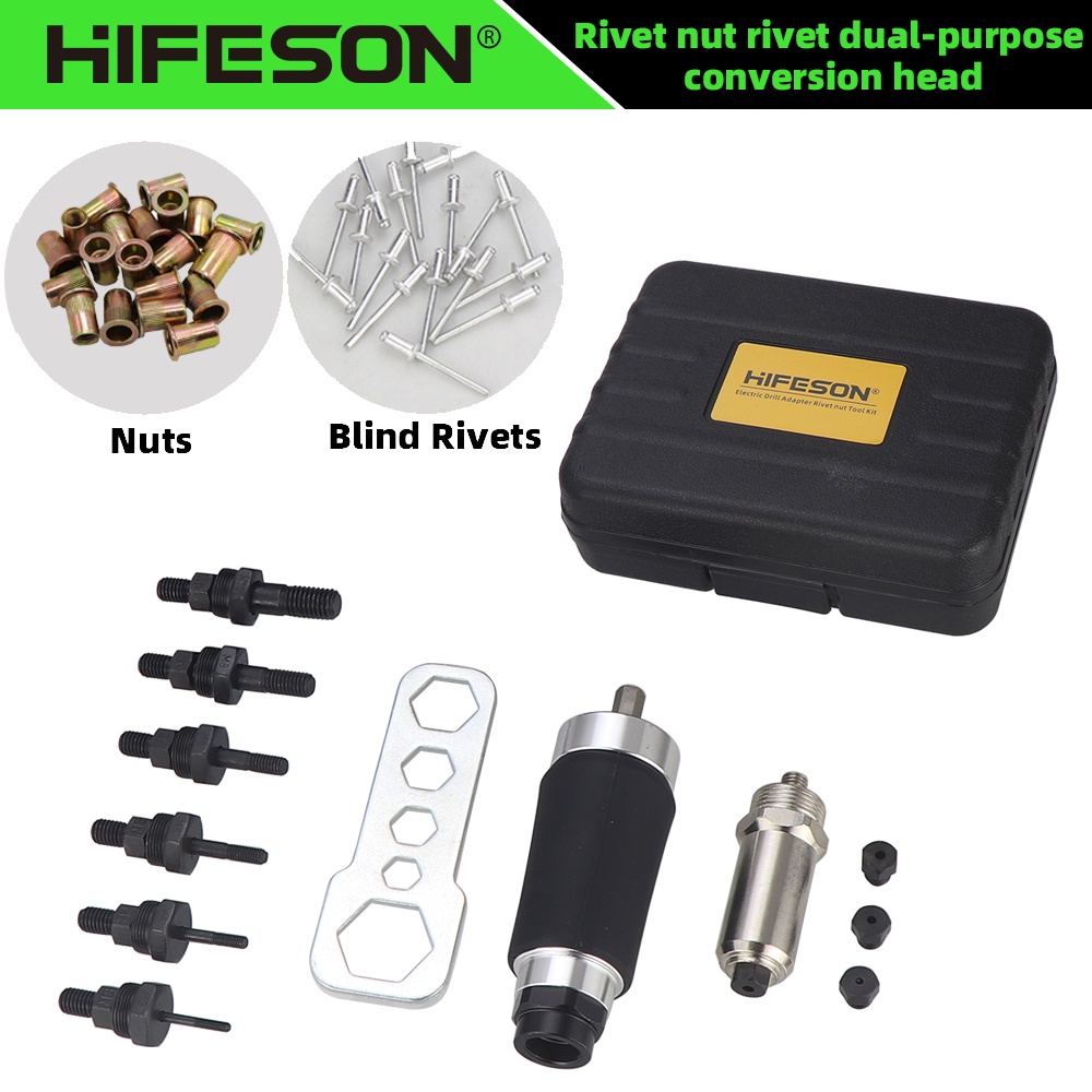 HIFESON Dual-purpose Blind Rivets Nuts Riveter Rivet Gun Electric Adapter Riveting Tool For M3-M10 2