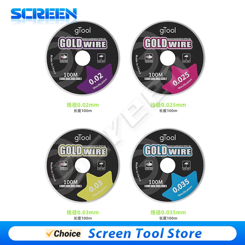 GOLD WIRE 100M 0.02/0.025/0.03/0.035/0.04/0.05/0.06mm LCD Separation Steel Wire Screen Glass Cut Lin