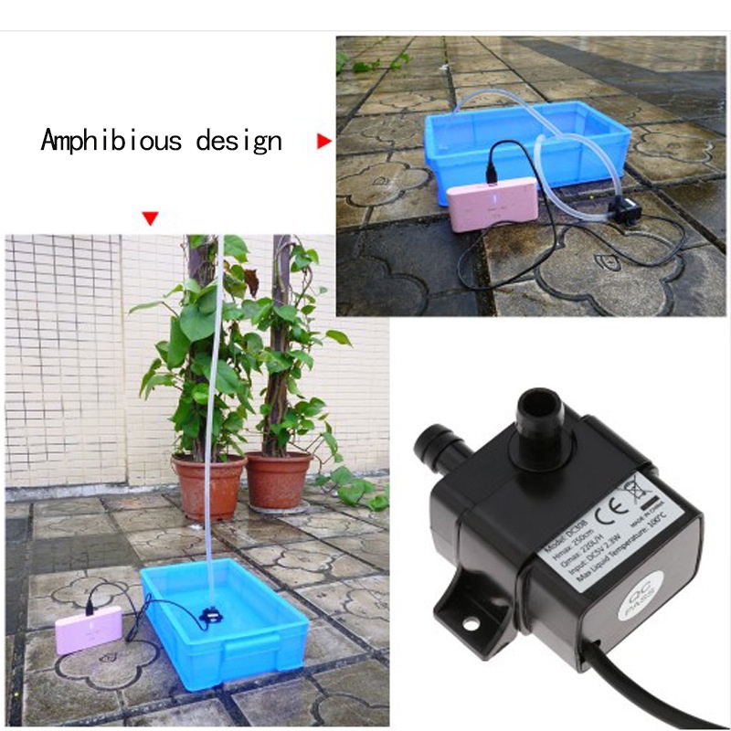 Mini Water Pump Ultra-Quiet Mini Brushless Water Pump Aquarium 12V 9W Water Pump 300L/H Lift 450cm D