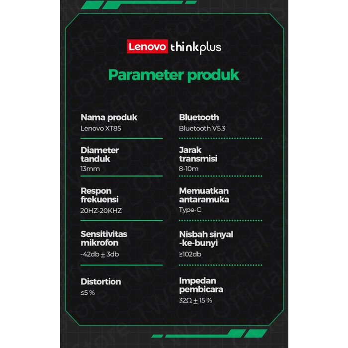 Lenovo Xt85 Wireless Bluetooth Gaming Earphones Headset 5.3 Tws