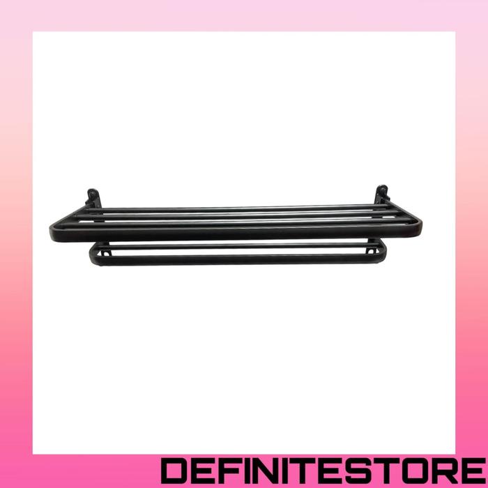 SALE  GANTUNGAN HANDUK RAK HANDUK KAMAR MANDI GANTUNGAN HANDUK DINDING RAK HANDUK HITAM ALUMINIUM