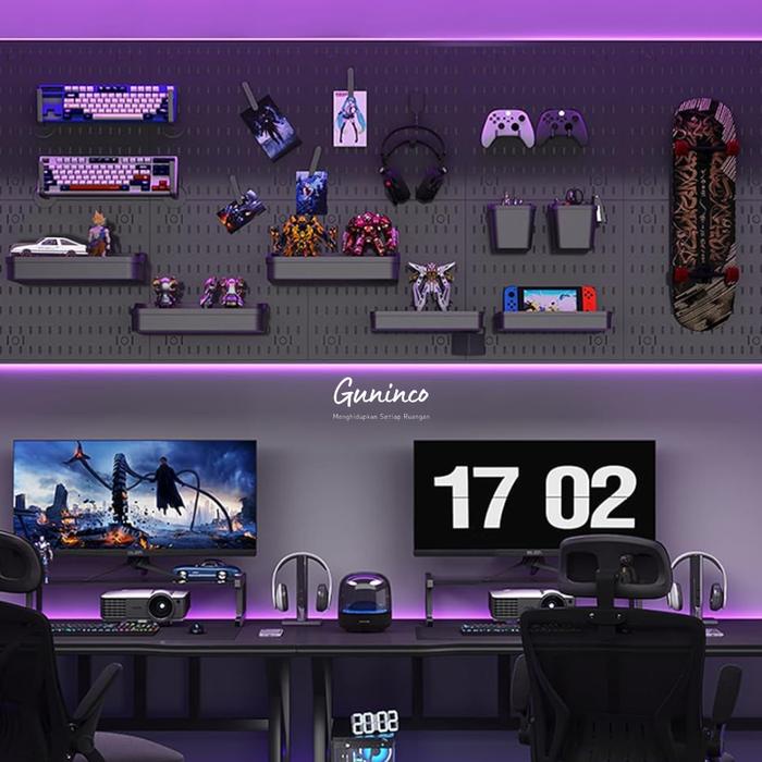 GUNINCO PEGBOARD HITAM / Aksesoris Pegboard Wall Organizer / Pegboard Tempel Dinding Hitam /