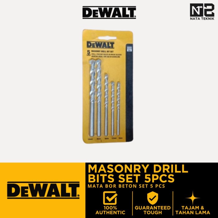 MATA BOR BETON SET 5PCS DEWALT - MASONRY DRILL BITS SET DEWALT